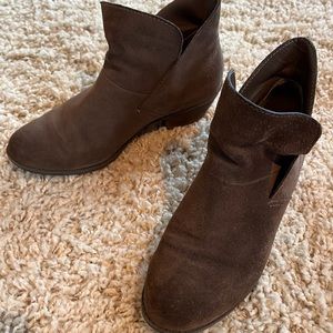 Taupe, slip-on bootie